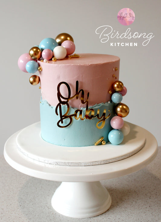 Gender reveal baby shower cake