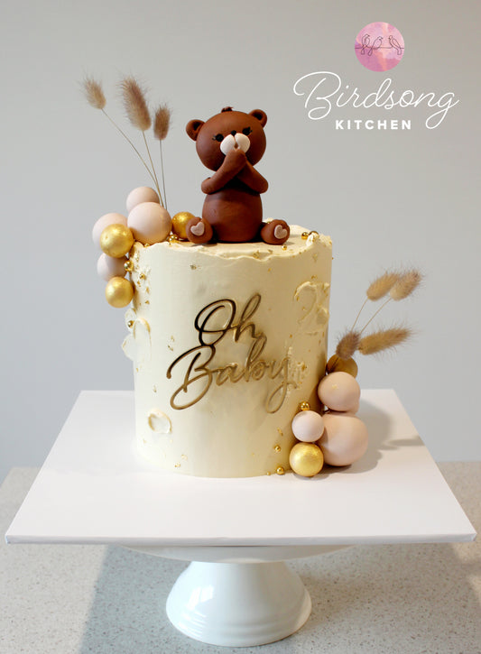 Teddy bear baby shower cake
