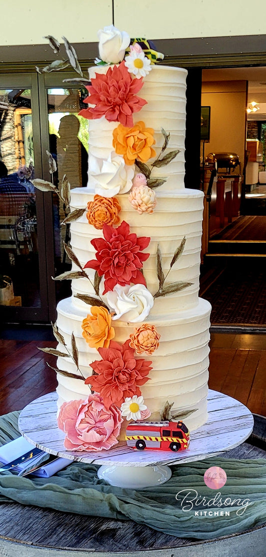Handmade sugar flower wedding cake