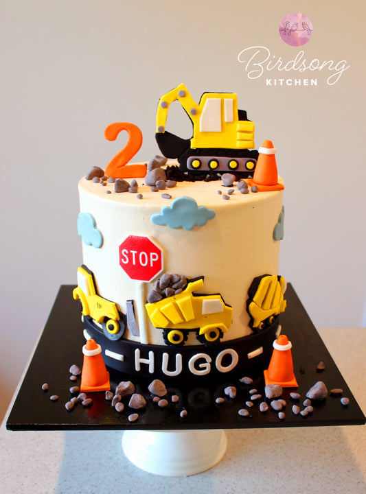 Excavator and truck cake